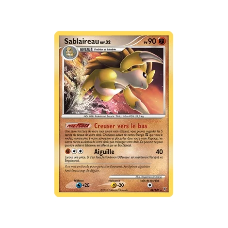 Carte Sablaireau - Rare (Brillante) de Pokémon Platine Vainqueurs Suprêmes 42/147