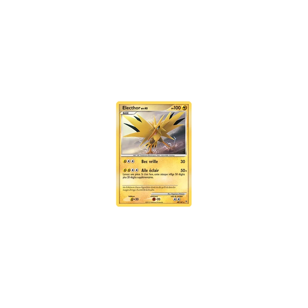 Electhor 48/147 : Joyau Rare (Brillante) de l'extension Pokémon Platine Vainqueurs Suprêmes