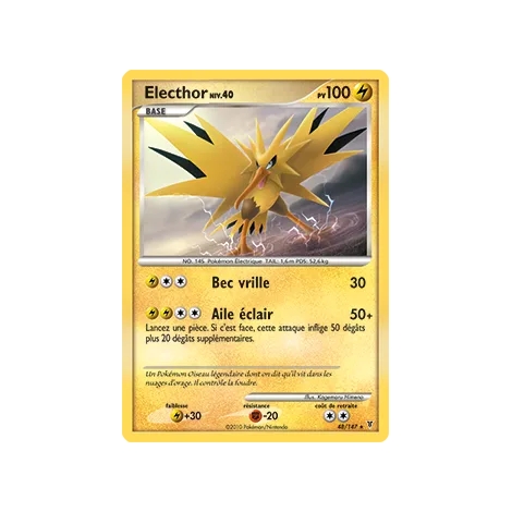 Electhor 48/147 : Joyau Rare (Brillante) de l'extension Pokémon Platine Vainqueurs Suprêmes