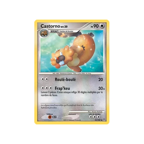 Carte Castorno - Peu commune (Brillante) de Pokémon Platine Vainqueurs Suprêmes 51/147