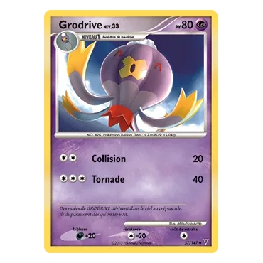 Carte Grodrive - Peu commune (Brillante) de Pokémon Platine Vainqueurs Suprêmes 57/147