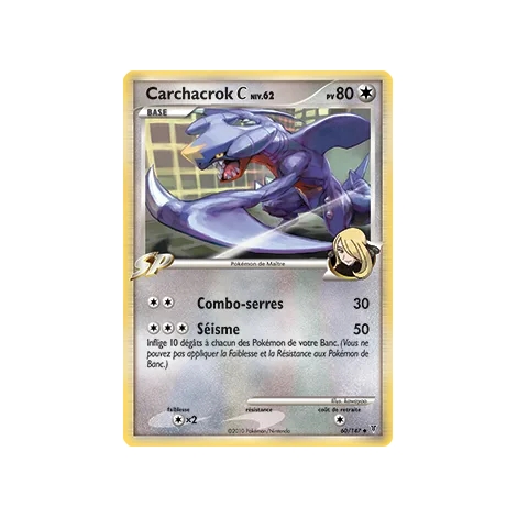 Carchacrok 60/147 : Joyau Peu commune (Brillante) de l'extension Pokémon Platine Vainqueurs Suprêmes