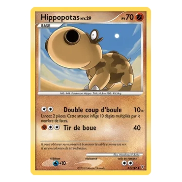 Carte Hippopotas - Peu commune (Brillante) de Pokémon Platine Vainqueurs Suprêmes 61/147