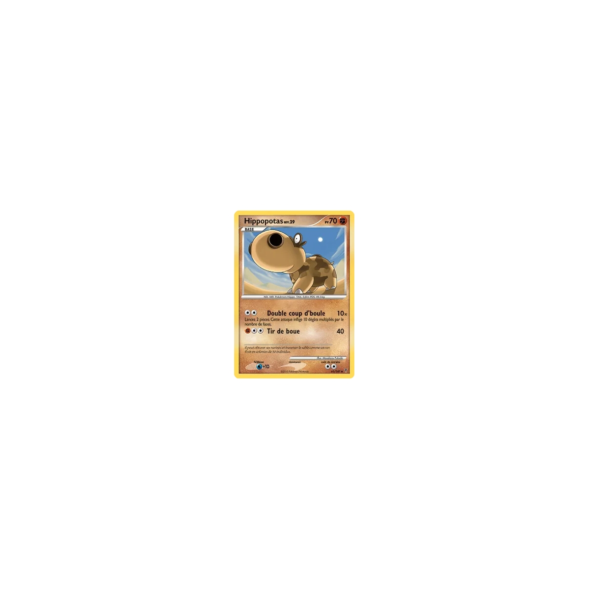 Carte Hippopotas - Peu commune (Brillante) de Pokémon Platine Vainqueurs Suprêmes 61/147