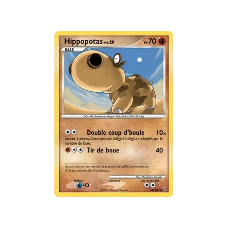 Carte Hippopotas - Peu commune (Brillante) de Pokémon Platine Vainqueurs Suprêmes 61/147