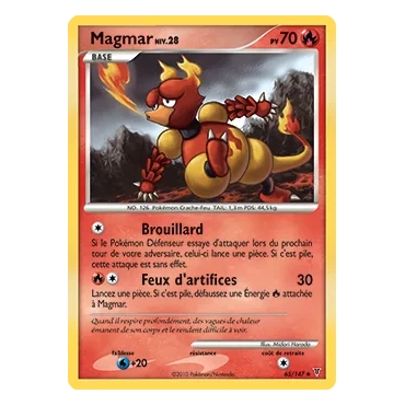 Découvrez Magmar, carte Peu commune (Brillante) de la série Platine Vainqueurs Suprêmes