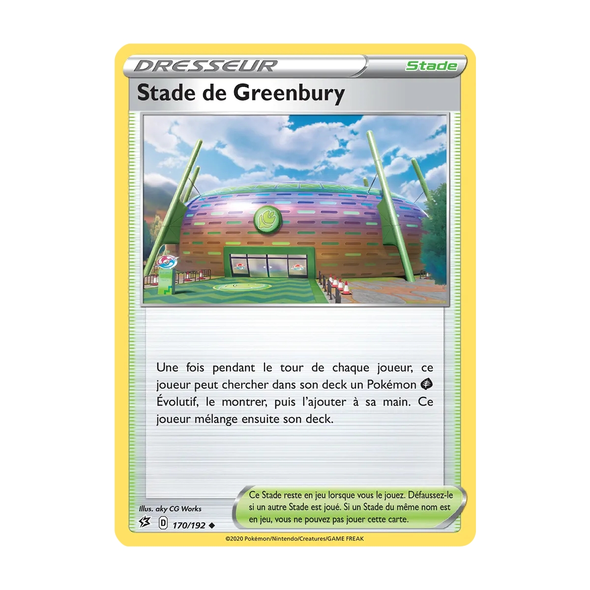 Carte Stade de Greenbury - Peu commune (Brillante) de Pokémon Épée et Bouclier Clash des Rebelles 170/192