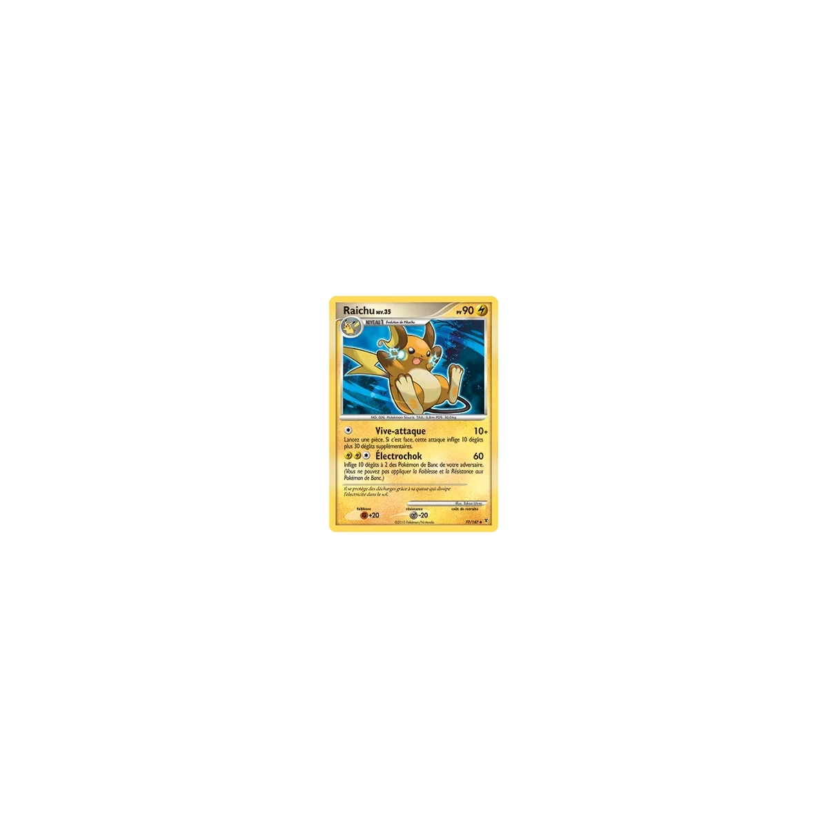 Raichu 77/147 : Joyau Peu commune (Brillante) de l'extension Pokémon Platine Vainqueurs Suprêmes