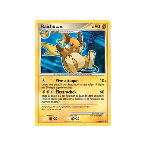 Raichu 77/147 : Joyau Peu commune (Brillante) de l'extension Pokémon Platine Vainqueurs Suprêmes