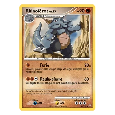 Découvrez Rhinoféros, carte Peu commune (Brillante) de la série Platine Vainqueurs Suprêmes