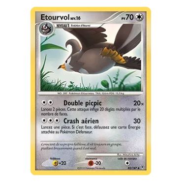 Découvrez Etourvol, carte Peu commune (Brillante) de la série Platine Vainqueurs Suprêmes