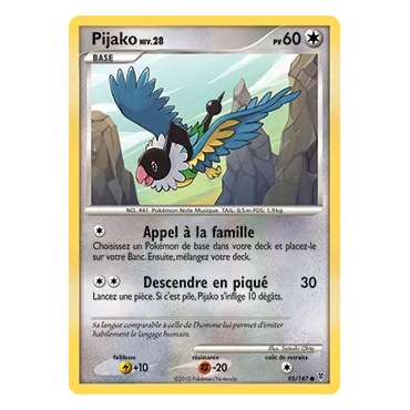 Pijako 95/147 : Joyau Commune (Brillante) de l'extension Pokémon Platine Vainqueurs Suprêmes