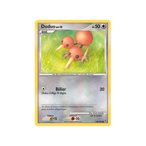 Carte Doduo - Commune (Brillante) de Pokémon Platine Vainqueurs Suprêmes 102/147