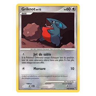 Carte Griknot - Commune (Brillante) de Pokémon Platine Vainqueurs Suprêmes 106/147