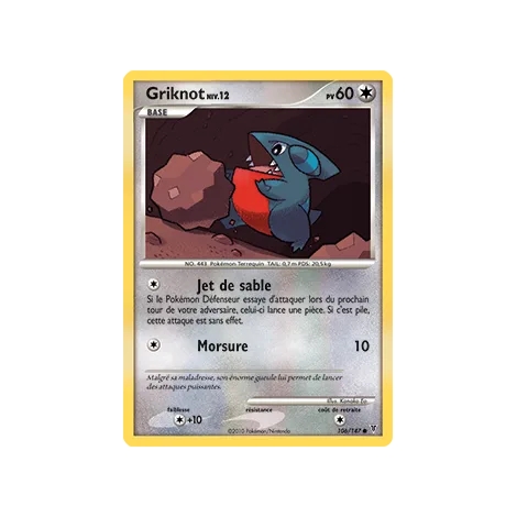 Carte Griknot - Commune (Brillante) de Pokémon Platine Vainqueurs Suprêmes 106/147