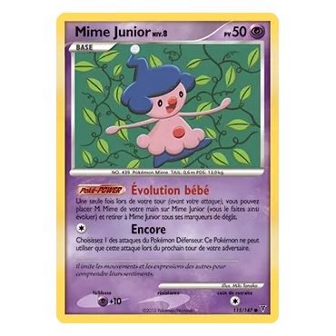 Mime Junior 115/147 : Joyau Commune (Brillante) de l'extension Pokémon Platine Vainqueurs Suprêmes