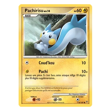 Pachirisu 118/147 : Joyau Commune (Brillante) de l'extension Pokémon Platine Vainqueurs Suprêmes