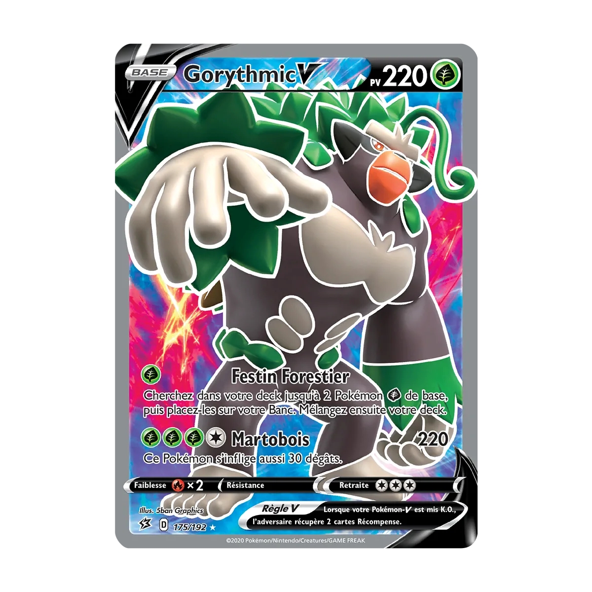 Gorythmic 175/192 : Joyau Ultra rare de l'extension Pokémon Épée et Bouclier Clash des Rebelles