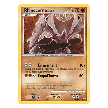 Rhinocorne 122/147 : Joyau Commune (Brillante) de l'extension Pokémon Platine Vainqueurs Suprêmes