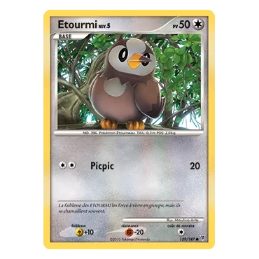 Découvrez Etourmi, carte Commune (Brillante) de la série Platine Vainqueurs Suprêmes