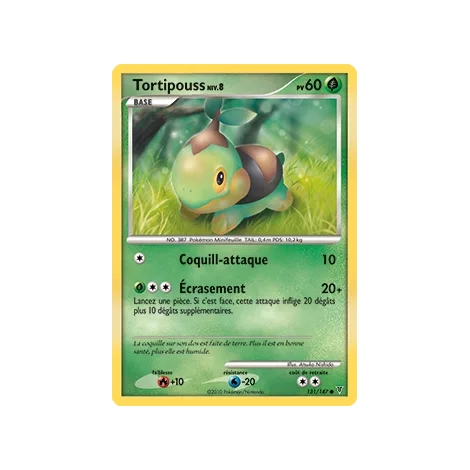 Tortipouss 131/147 : Joyau Commune (Brillante) de l'extension Pokémon Platine Vainqueurs Suprêmes