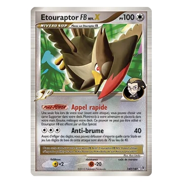 Carte Etouraptor  NIV.X - Holographique rare NIV.X de Pokémon Platine Vainqueurs Suprêmes 147/147