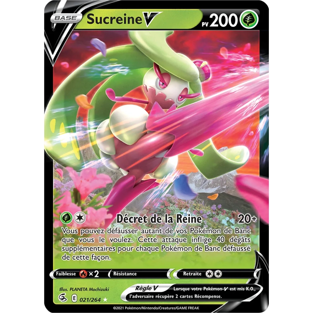 Carte Sucreine Holographique rare V de Pokémon Poing de Fusion 021/264