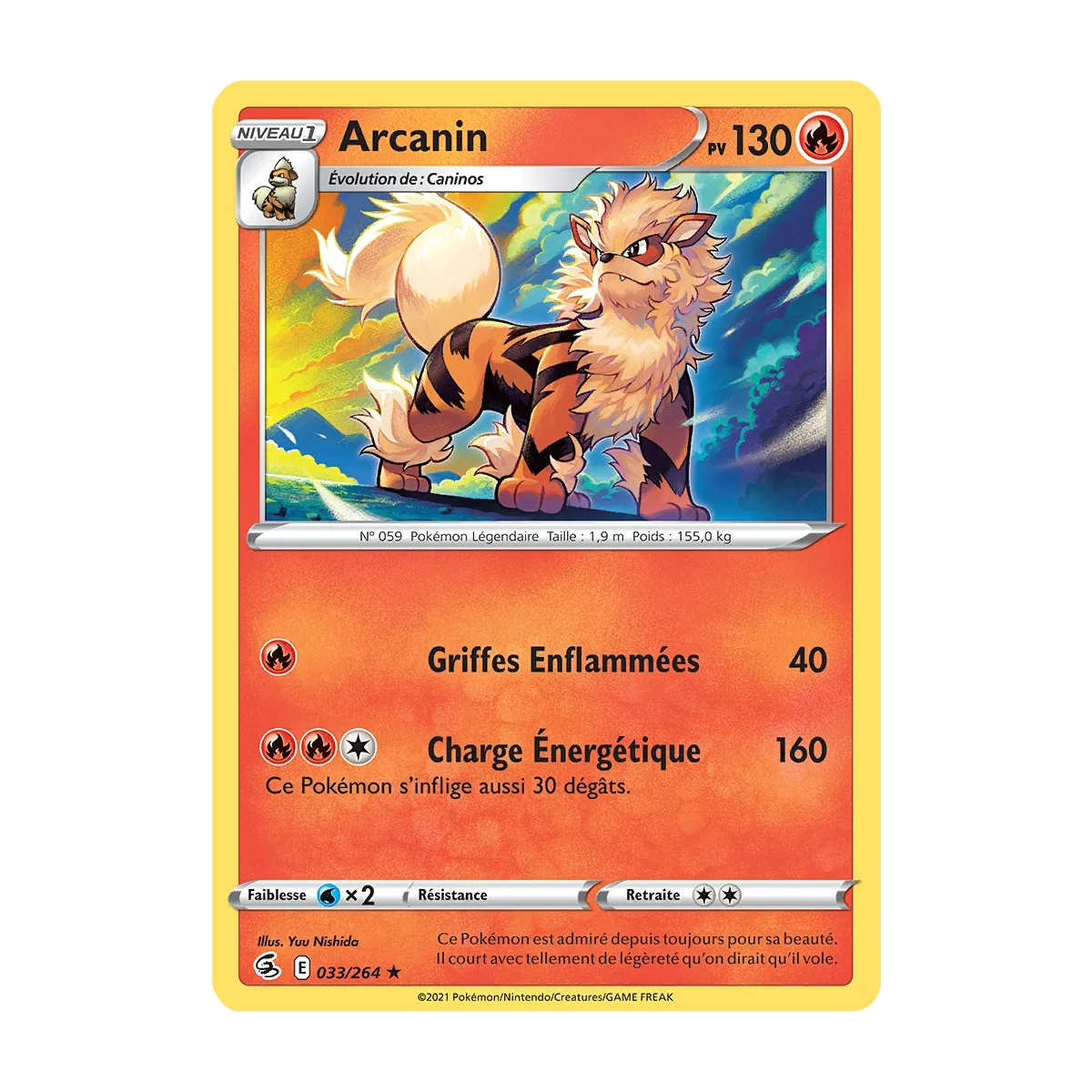 Carte Arcanin - Rare (Brillante) de Pokémon Poing de Fusion 033/264