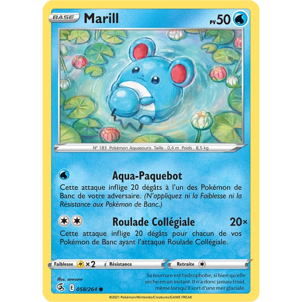 Marill N°058/264 Brillante de la série Poing de Fusion