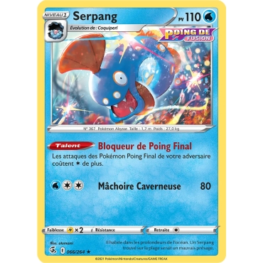 Serpang 066/264 : Joyau Rare (Brillante) de l'extension Pokémon Poing de Fusion