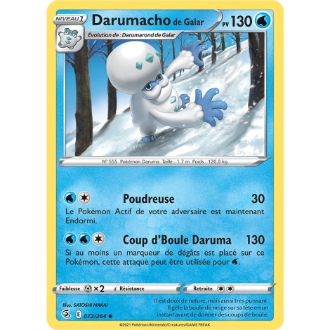 Darumacho de Galar 072/264 : Joyau Peu commune (Brillante) de l'extension Pokémon Poing de Fusion