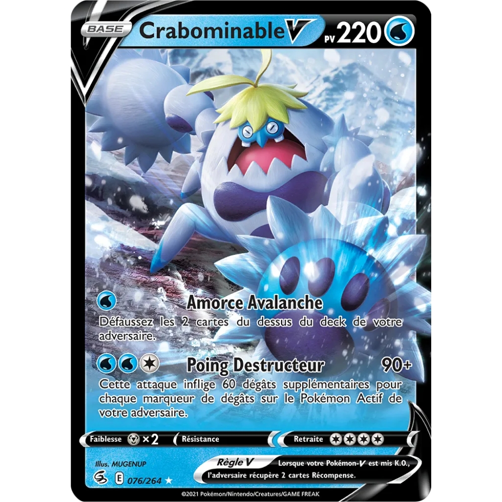 Carte Crabominable  rare V de Pokémon Poing de Fusion 076/264