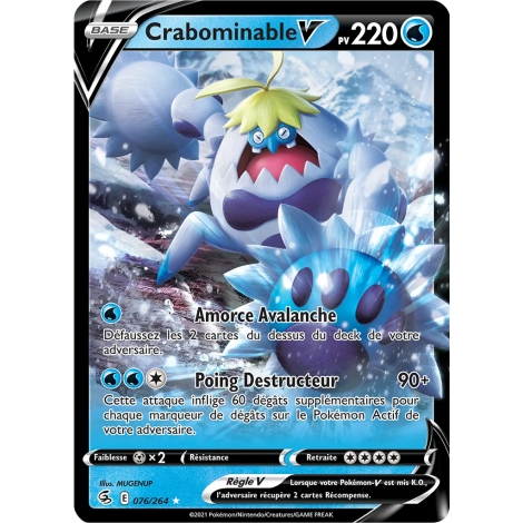 Carte Crabominable  rare V de Pokémon Poing de Fusion 076/264