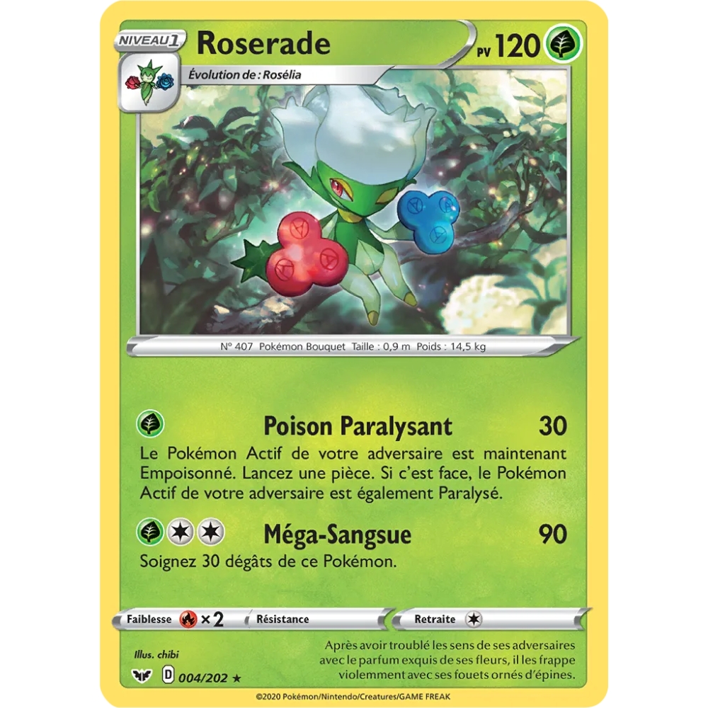 Roserade 004/202 : Joyau Rare (Brillante) de l'extension Pokémon Épée et Bouclier