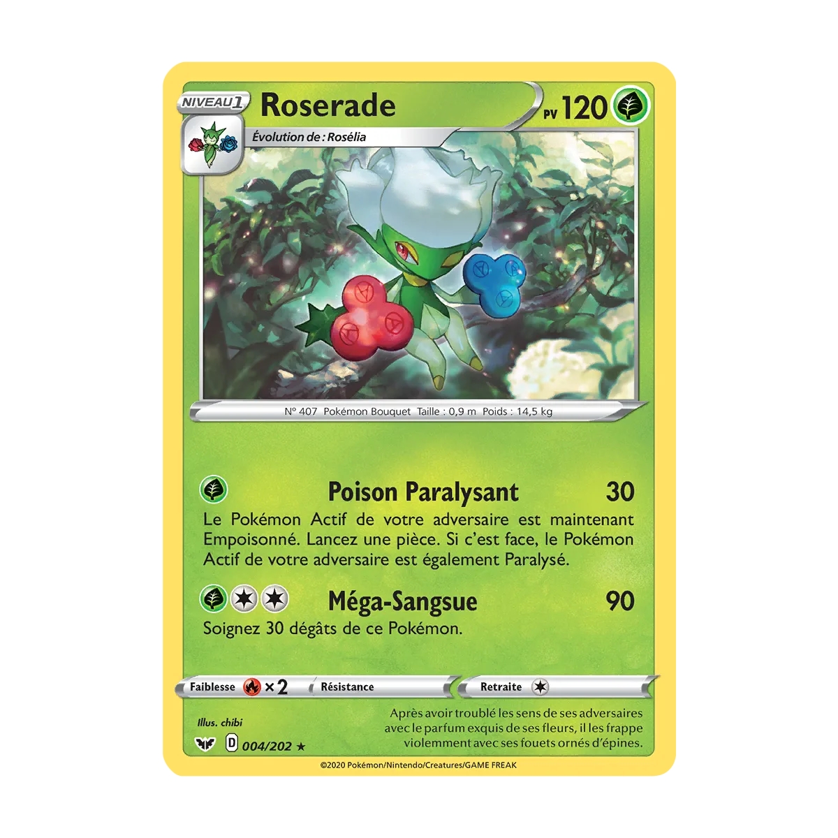 Roserade 004/202 : Joyau Rare (Brillante) de l'extension Pokémon Épée et Bouclier