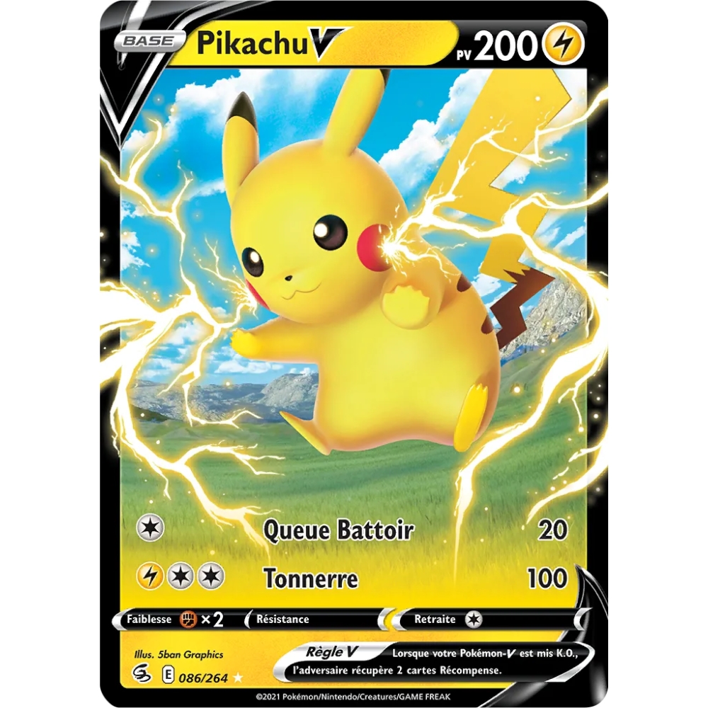 Carte Pikachu - Holographique rare V de Pokémon Poing de Fusion 086/264