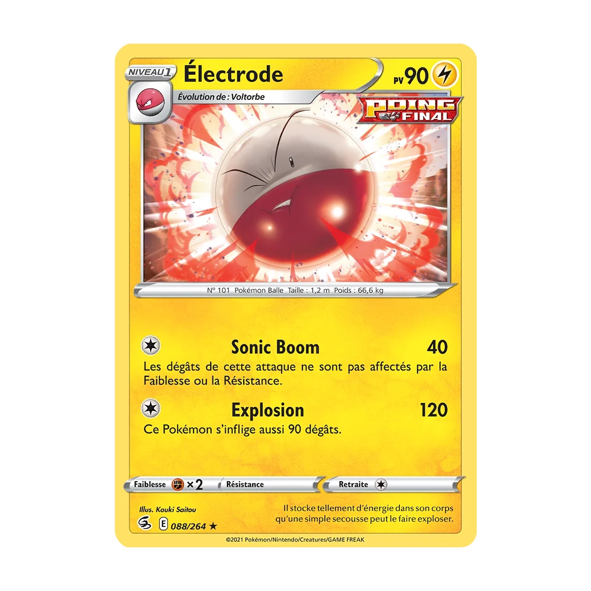 Carte Électrode - Rare (Brillante) de Pokémon Poing de Fusion 088/264