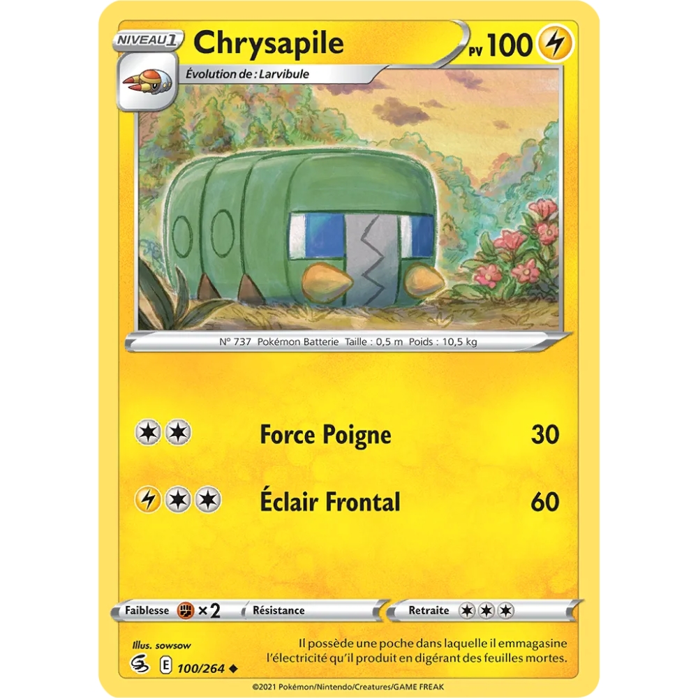 Chrysapile 100/264 : Joyau Peu commune (Brillante) de l'extension Pokémon Poing de Fusion