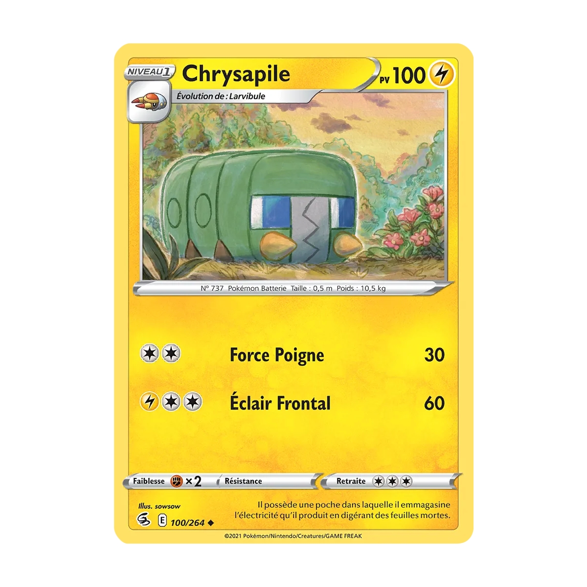 Chrysapile 100/264 : Joyau Peu commune (Brillante) de l'extension Pokémon Poing de Fusion