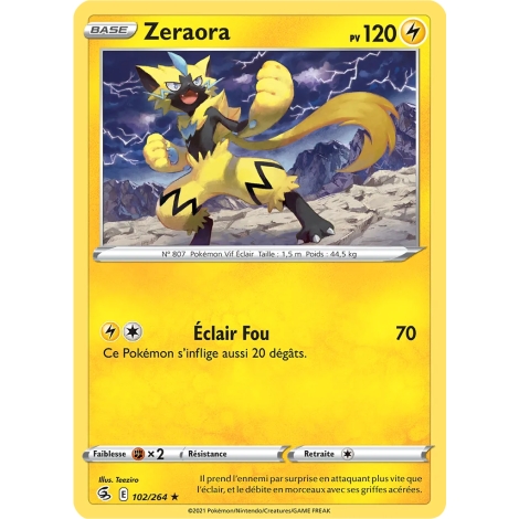 Carte Zeraora - Rare (Brillante) de Pokémon Poing de Fusion 102/264