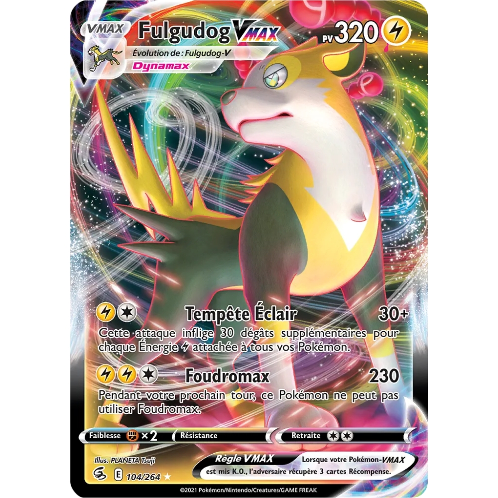 Fulgudog 104/264 : Joyau Holographique rare VMAX de l'extension Pokémon Poing de Fusion