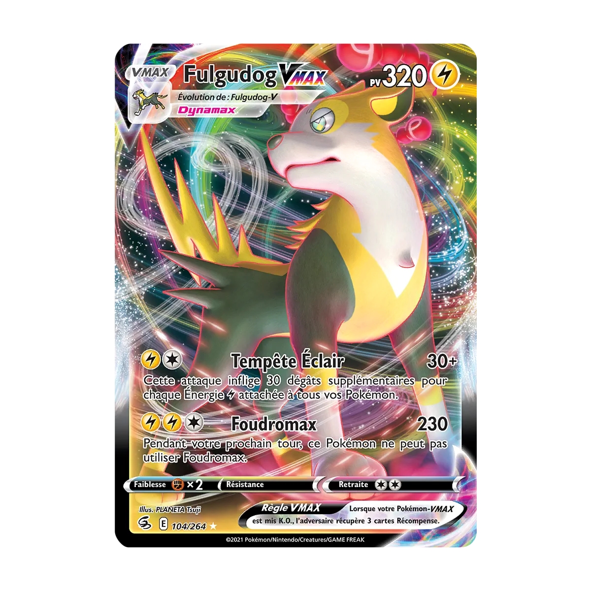 Fulgudog 104/264 : Joyau Holographique rare VMAX de l'extension Pokémon Poing de Fusion