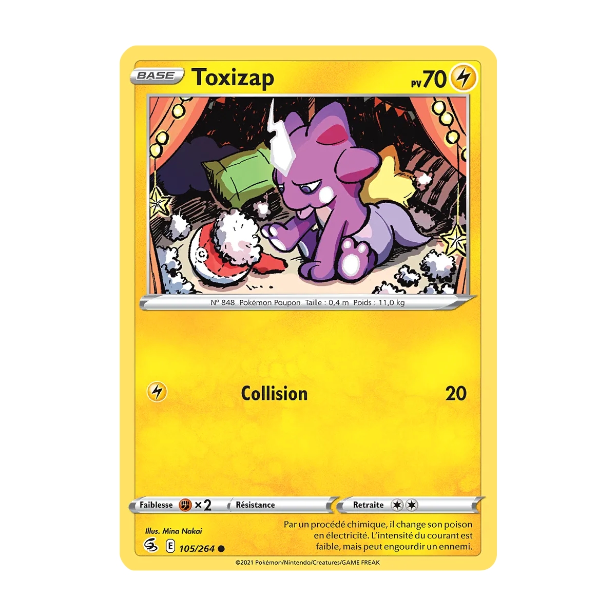 Carte Toxizap - Commune (Brillante) de Pokémon Poing de Fusion 105/264