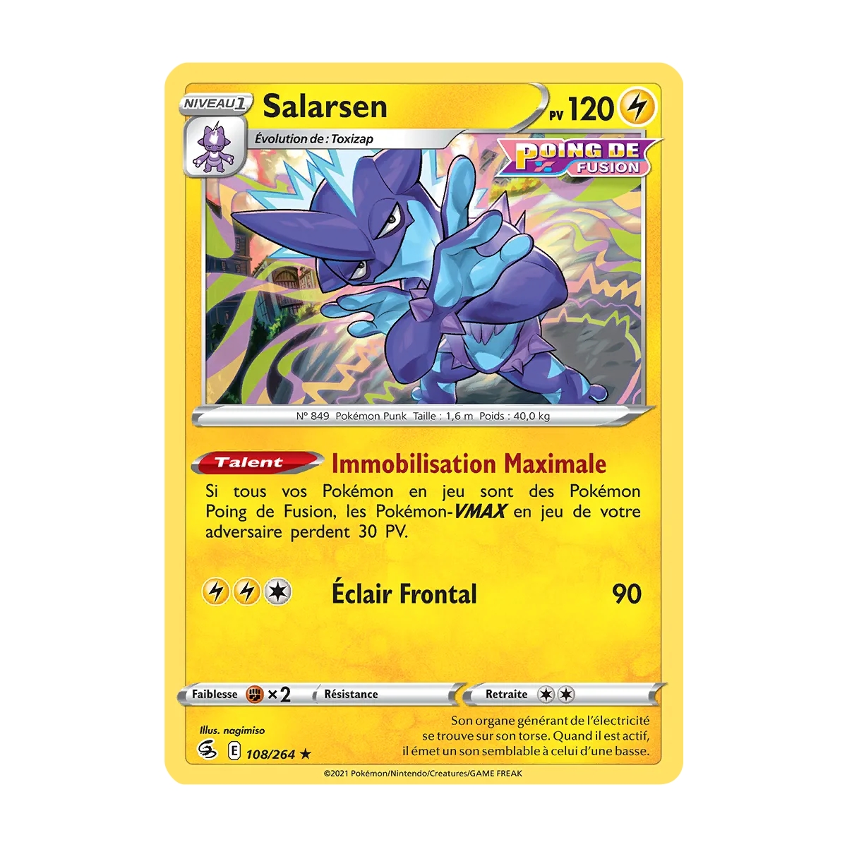 Salarsen 108/264 rare de l'extension Pokémon Poing de Fusion