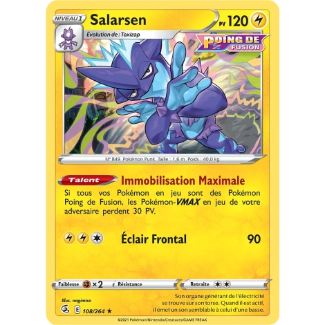 Salarsen 108/264 rare de l'extension Pokémon Poing de Fusion