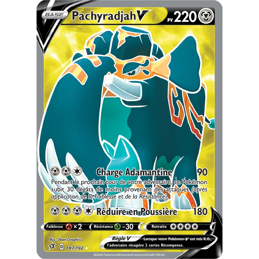 Pachyradjah 187/192 : Joyau Ultra rare de l'extension Pokémon Épée et Bouclier Clash des Rebelles