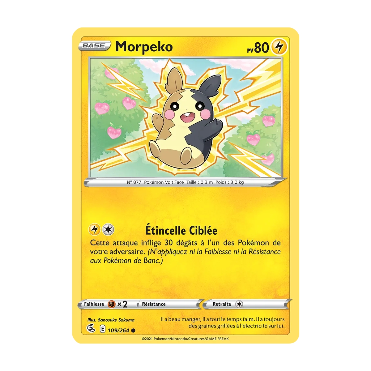 Carte Morpeko - Commune (Brillante) de Pokémon Poing de Fusion 109/264