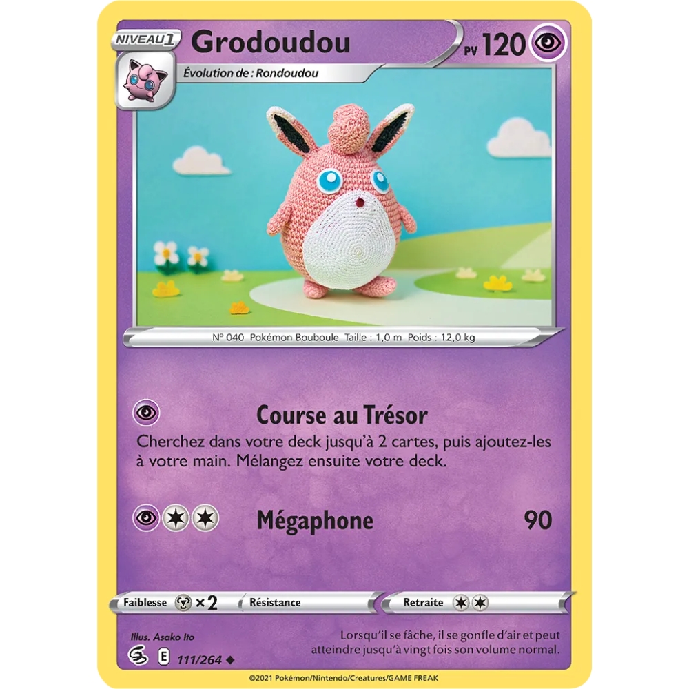 Carte Grodoudou - Peu commune (Brillante) de Pokémon Poing de Fusion 111/264