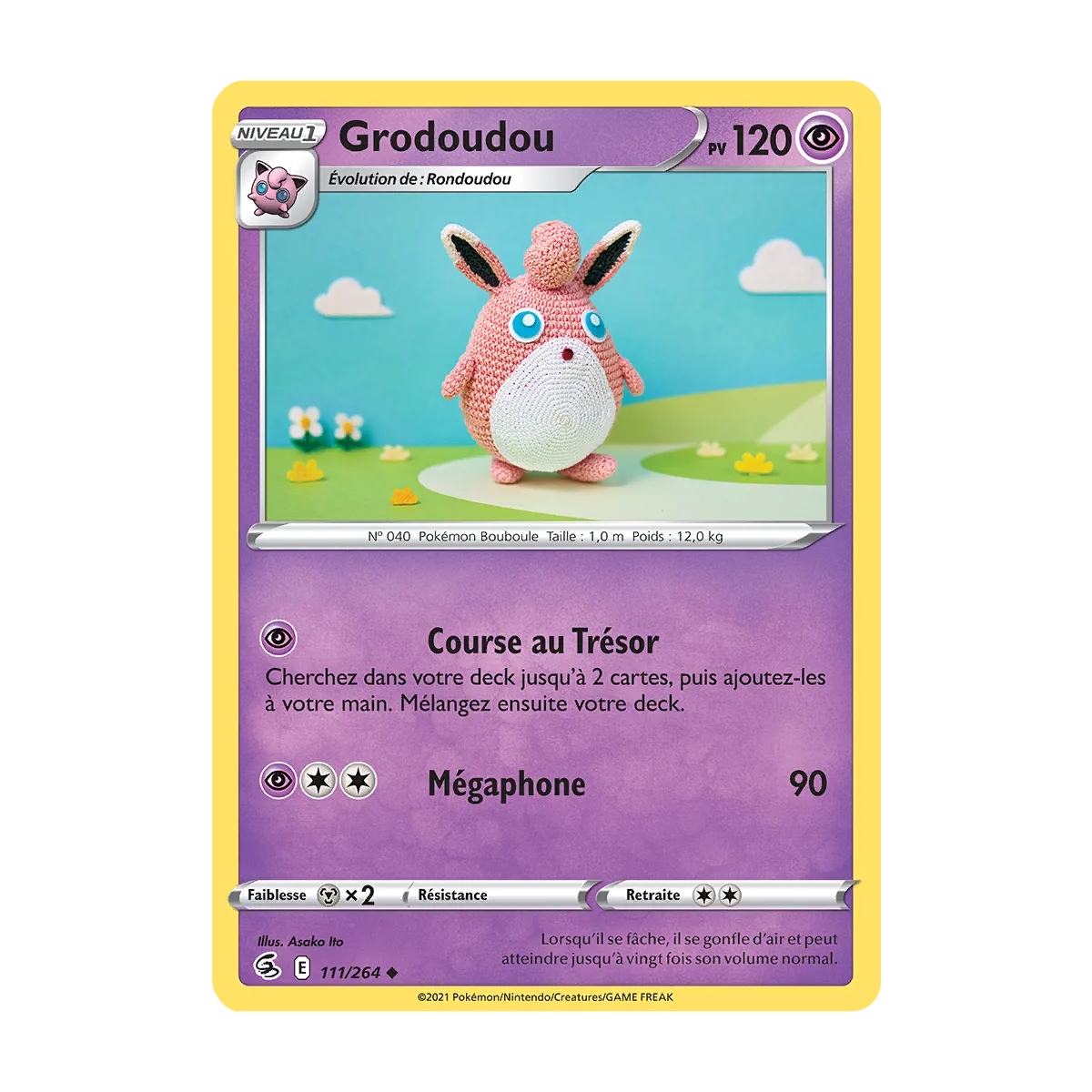 Carte Grodoudou - Peu commune (Brillante) de Pokémon Poing de Fusion 111/264