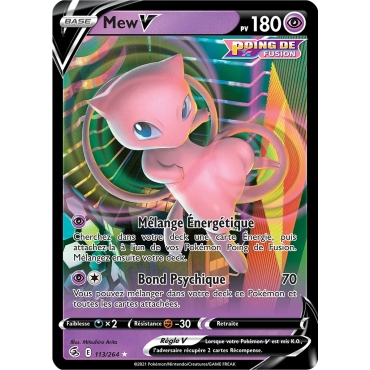 Découvrez Mew, carte Holographique rare V de la série Poing de Fusion